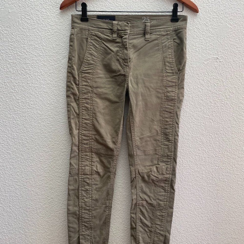 J. CREW 09616 Seamed Motorcycle Zipper Ankle Pants Moto Zip Core Slim Leg 25